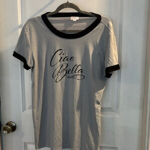 LuLaRoe Gray and Black 'Ciao Bella' Tee